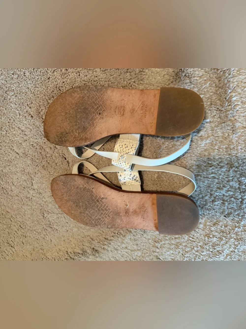 Cole Hann Women’s cream Snake-Print Sandals 7.5 $128 shoes Anthropologie